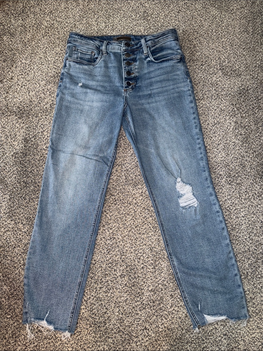 Kut from the Kloth Light Blue Straight Leg Distressed Jeans
